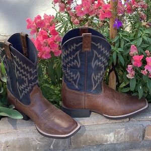 Ariat Brown and Blue Western Boots Square Toe